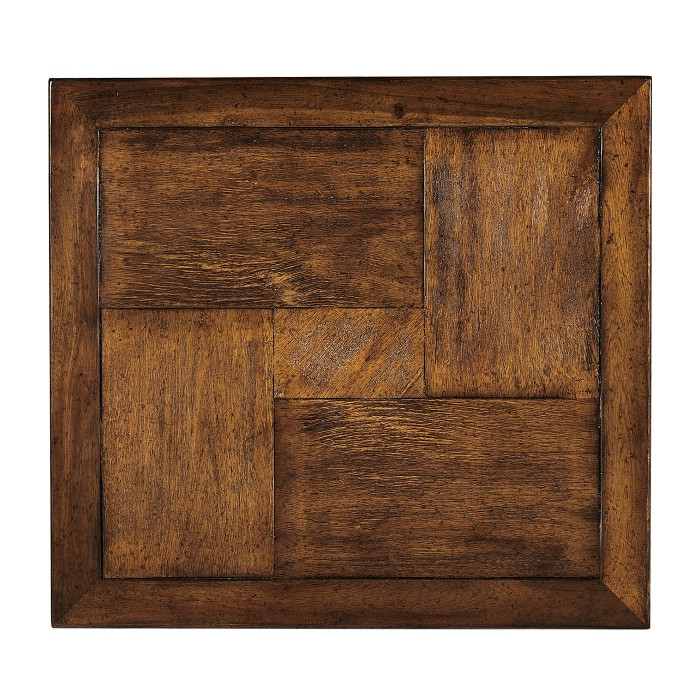 Country Walnut Square End Table with Iron Base