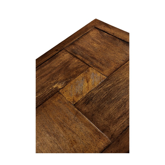 Country Walnut Square End Table with Iron Base