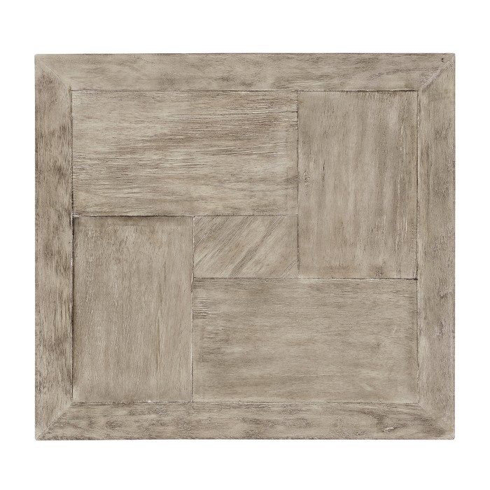 Rustic Grey Square End Table with Iron Base