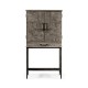 Antique Dark Grey Drinks Cabinet with Iron Base