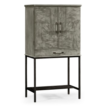 Antique Dark Grey Drinks Cabinet with Iron Base