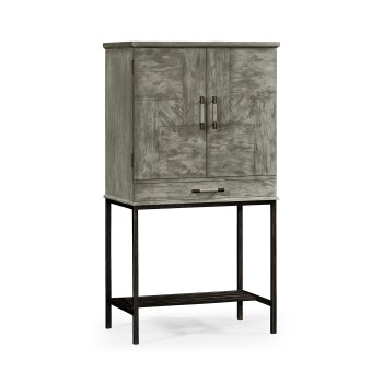 Antique Dark Grey Drinks Cabinet with Iron Base