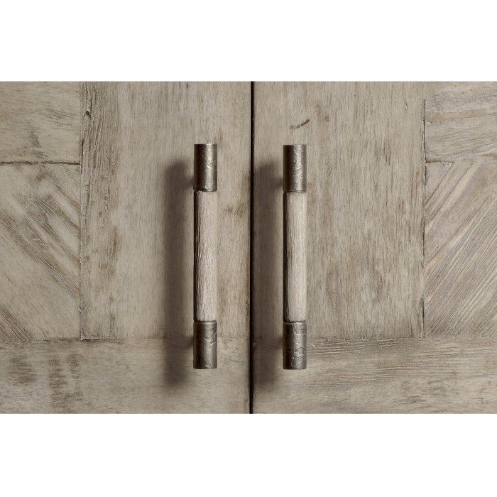 Rustic Grey Drinks Cabinet with Iron Base