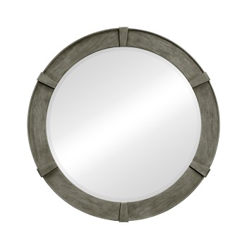 Antique Dark Grey Round Mirror