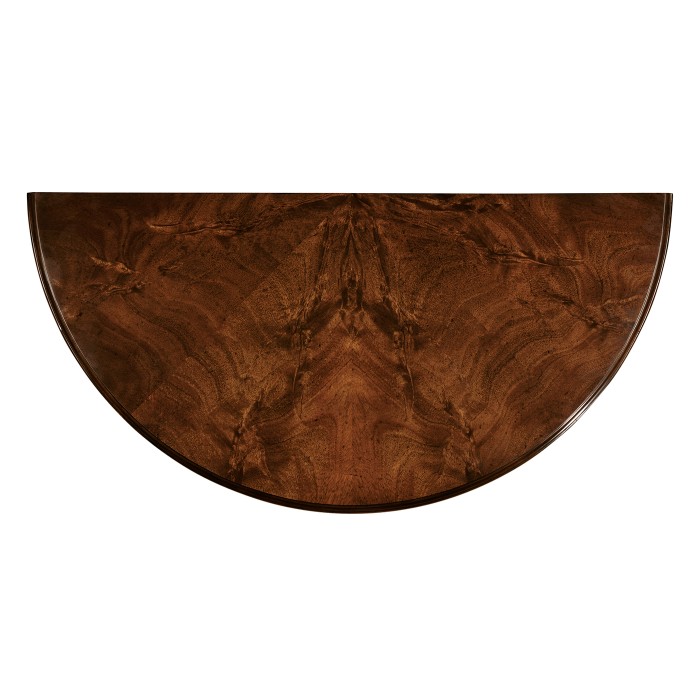 Demilune console table of drawer in antique mahogany