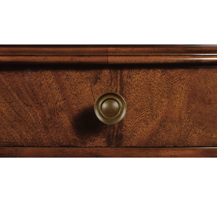 Demilune console table of drawer in antique mahogany