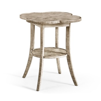 Quatrefoil Lamp Table in Rustic Grey