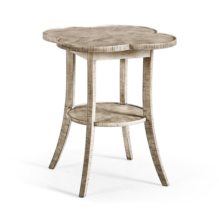 Quatrefoil Lamp Table in Rustic Grey