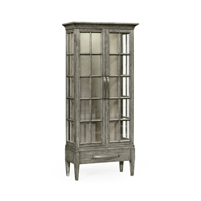 Casual Plank Dark Grey Tall Glazed Cabinet