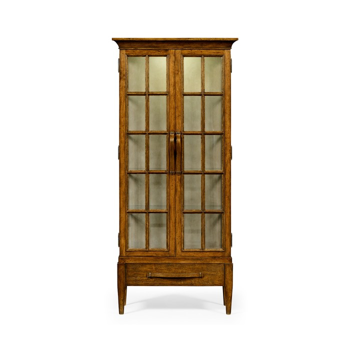 Casual Plank Walnut Tall Glazed Cabinet