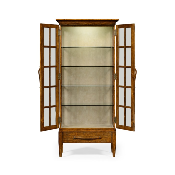 Casual Plank Walnut Tall Glazed Cabinet