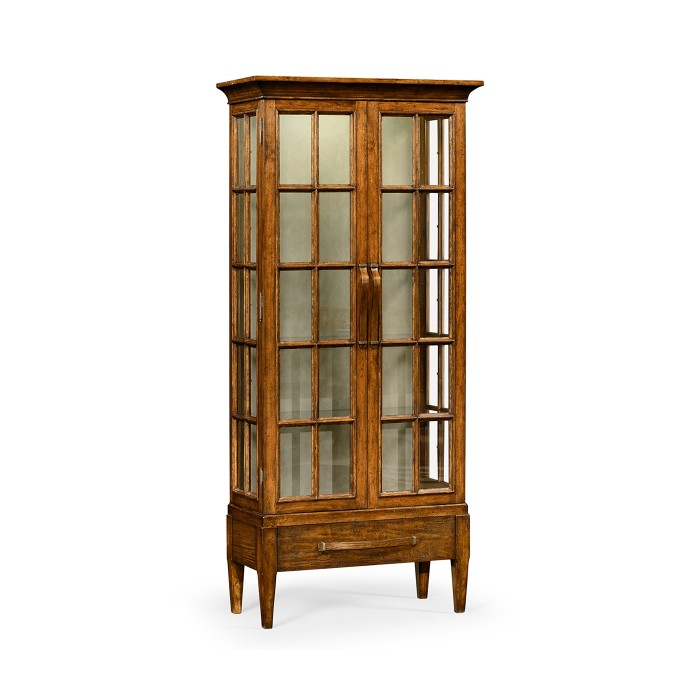Casual Plank Walnut Tall Glazed Cabinet
