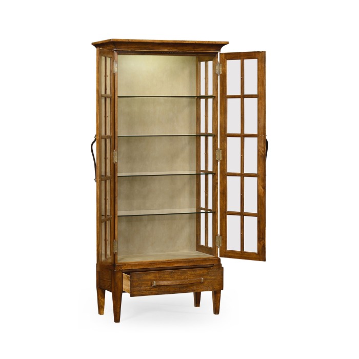 Casual Plank Walnut Tall Glazed Cabinet