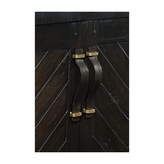 Dark Ale Parquet Welsh Dresser with Strap Handles