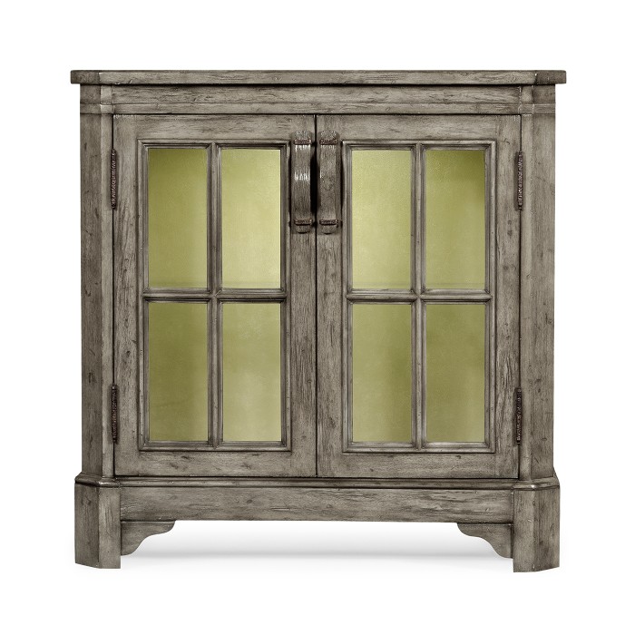Antique Dark Grey Low Bookcase with Strap Handles