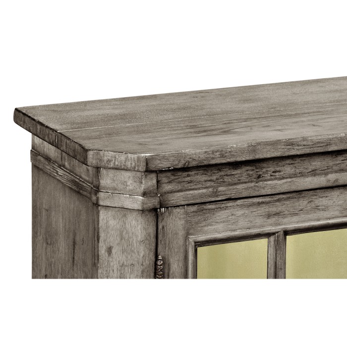 Antique Dark Grey Low Bookcase with Strap Handles