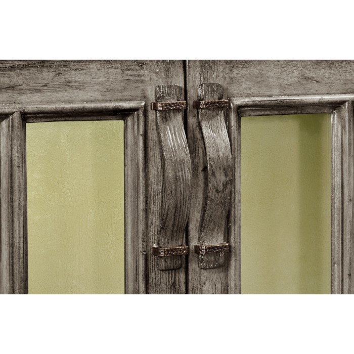 Antique Dark Grey Low Bookcase with Strap Handles