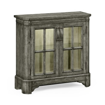Antique Dark Grey Low Bookcase with Strap Handles