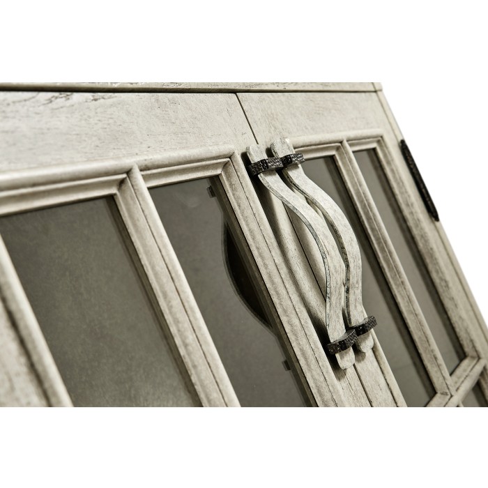 Whitewash Driftwood Low Bookcase with Strap Handles