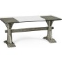 Antique grey desk with glass top
