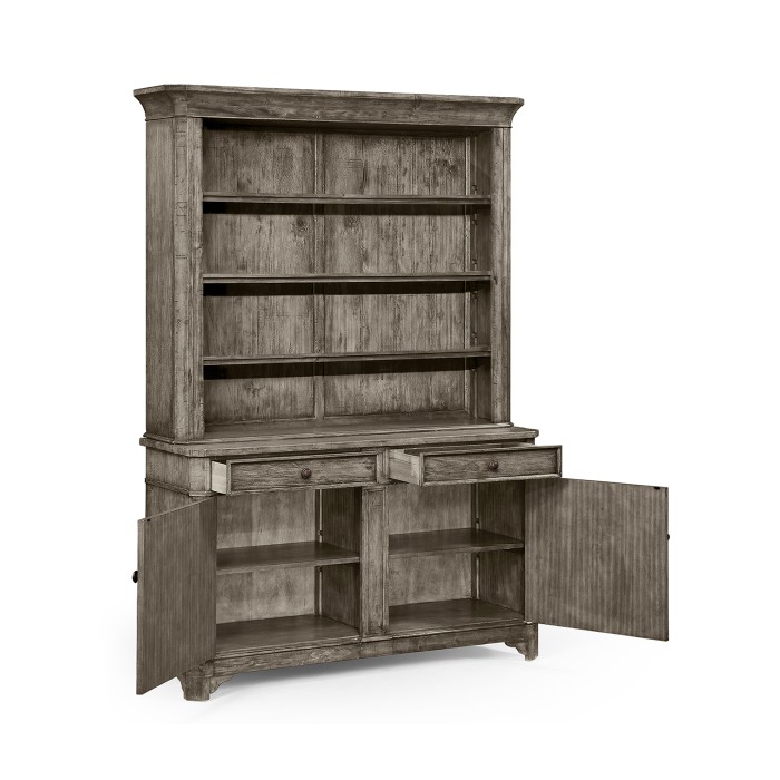 Antique Dark Grey China Cabinet