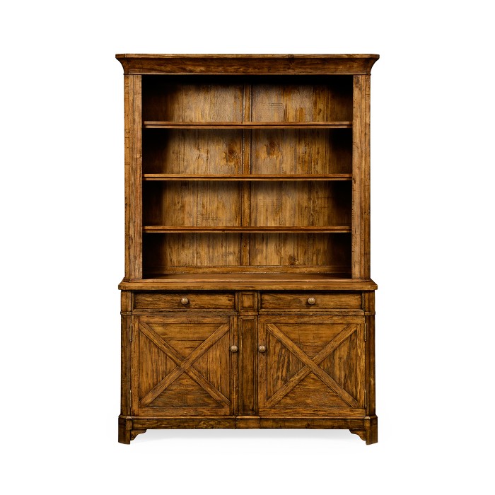 Country Walnut Style China Cabinet