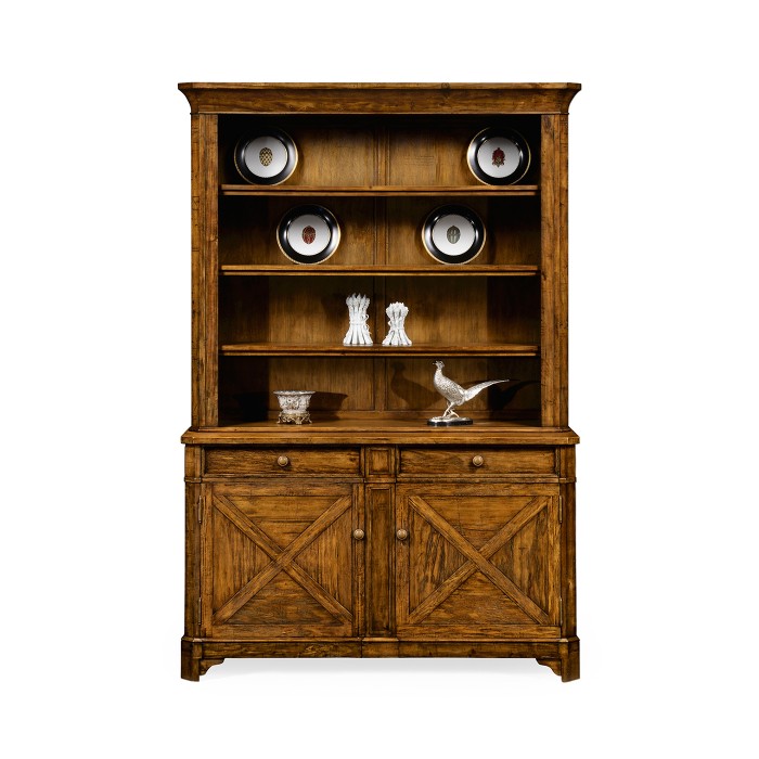 Country Walnut Style China Cabinet