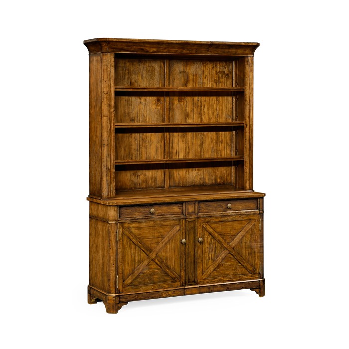 Country Walnut Style China Cabinet