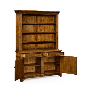 Country Walnut Style China Cabinet