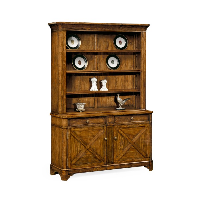 Country Walnut Style China Cabinet