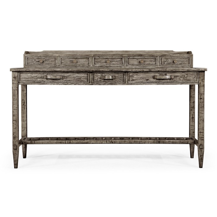 Antique Dark Grey Plank Buffet with Strap Handles