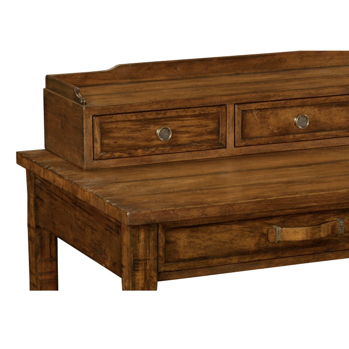 Country Walnut Plank Buffet with Strap Handles