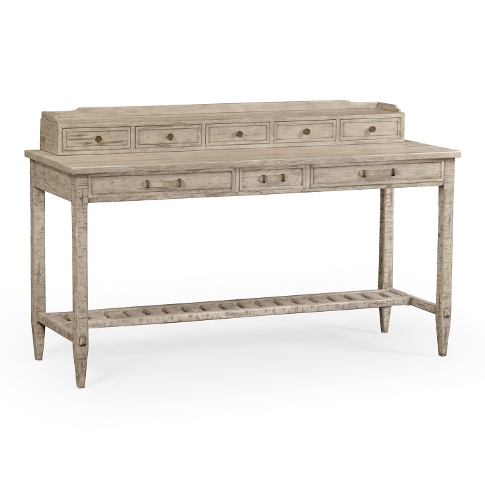 Rustic Grey Plank Buffet with Strap Handles