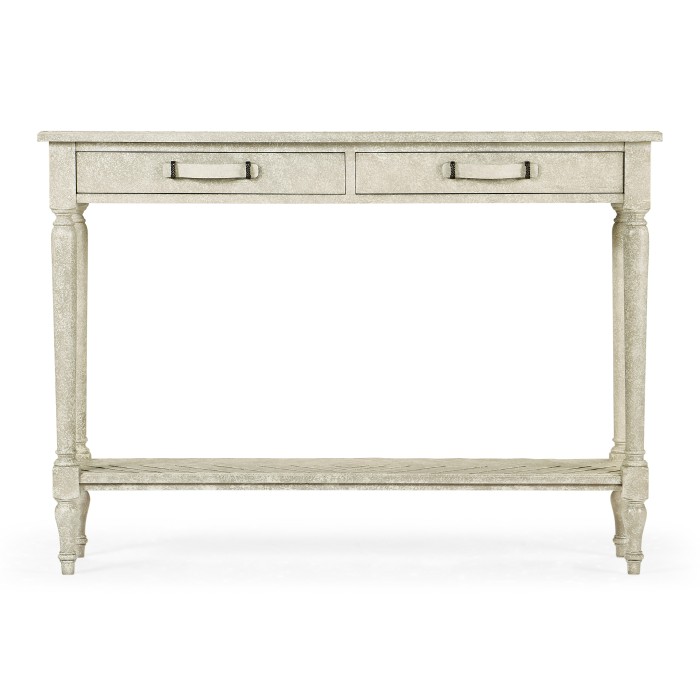 Whitewash Driftwood Parquet Console Table