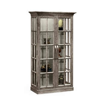 Plank Antique Dark Grey Fully Glazed Bookcase with Strap Handles