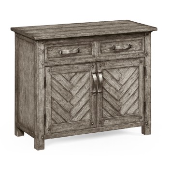 Plank antique dark grey cabinet or dresser base with strap handles