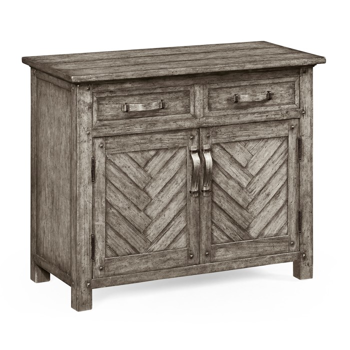 Plank antique dark grey cabinet or dresser base with strap handles