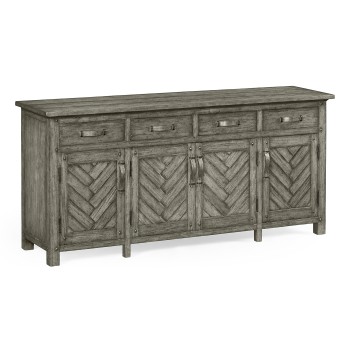 Antique Dark Grey Parquet Sideboard with Strap Handles