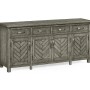 Antique Dark Grey Parquet Sideboard with Strap Handles