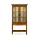 Country Walnut Glazed Display Cabinet with Strap Handles