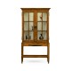Country Walnut Glazed Display Cabinet with Strap Handles