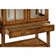 Country Walnut Glazed Display Cabinet with Strap Handles