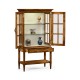 Country Walnut Glazed Display Cabinet with Strap Handles
