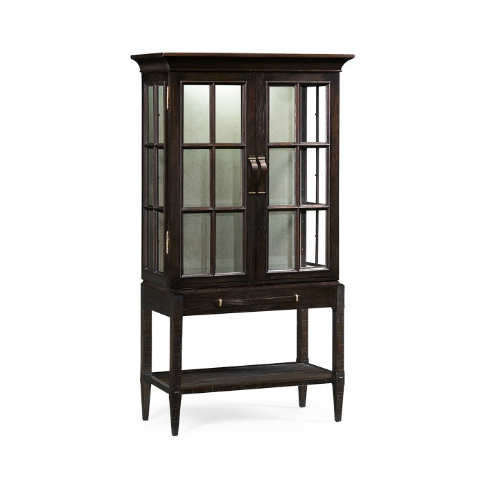 Dark Ale Glazed Display Cabinet with Strap Handles