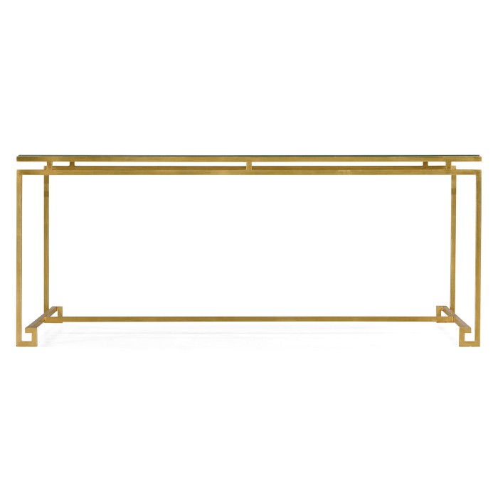 Gilded Iron Rectangular Coffee Table with An Antique Glass Top