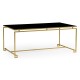 Gilded Iron Rectangular Coffee Table with A Black Glass Top