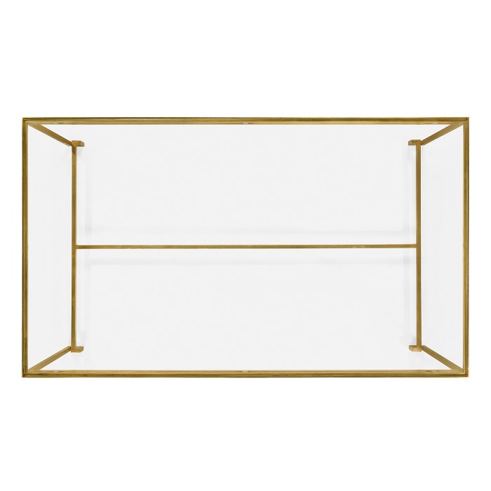 Gilded Iron Rectangular Coffee Table with Clear Glass Top