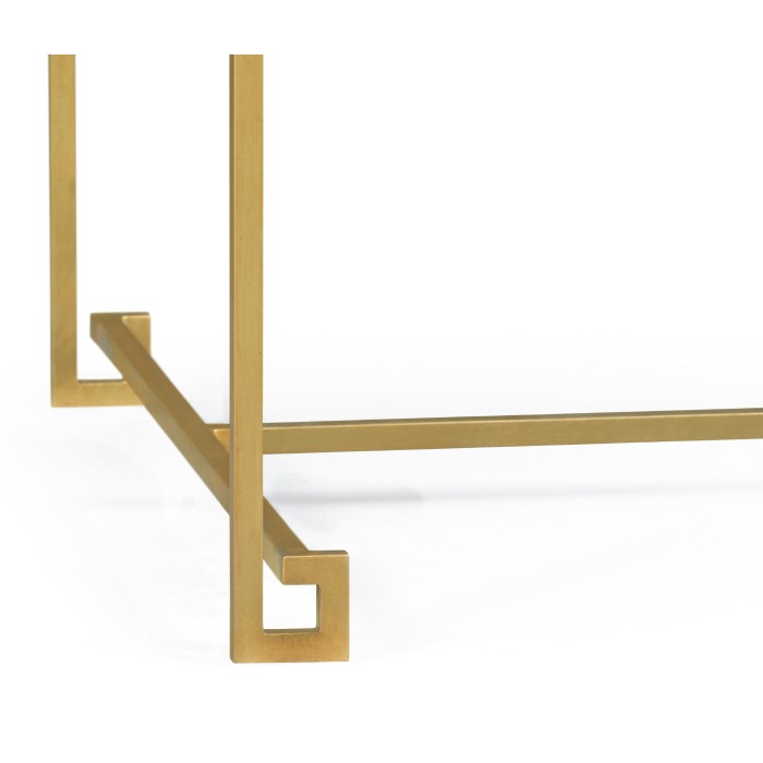 Gilded Iron Rectangular Coffee Table with Clear Glass Top