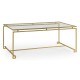 Gilded Iron Rectangular Coffee Table with Clear Glass Top