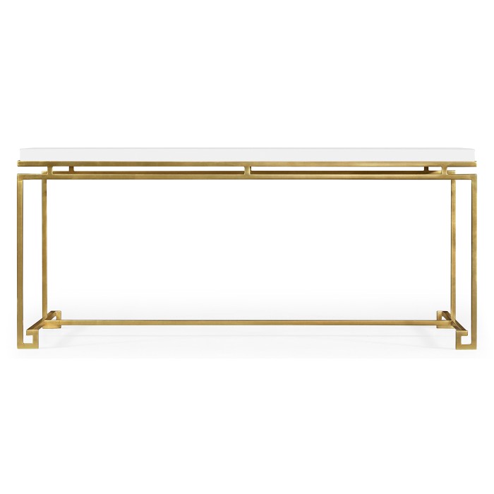 Gilded Iron Rectangular Coffee Table with Biancaneve Top
